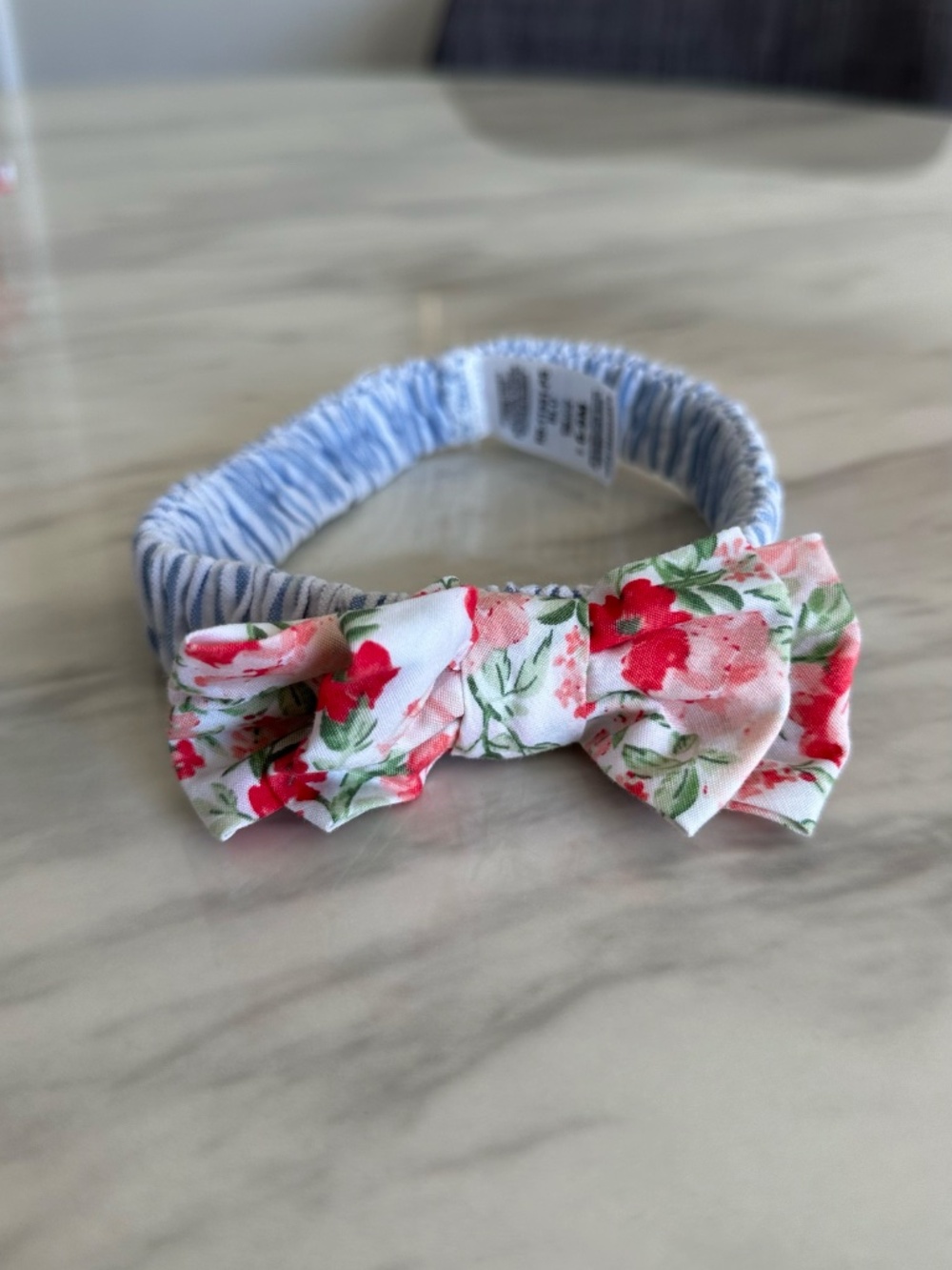Iris & Ivy Blue Seersucker Red Floral Dress Headband & Bloomers Set 6-9M - Picture 8 of 13